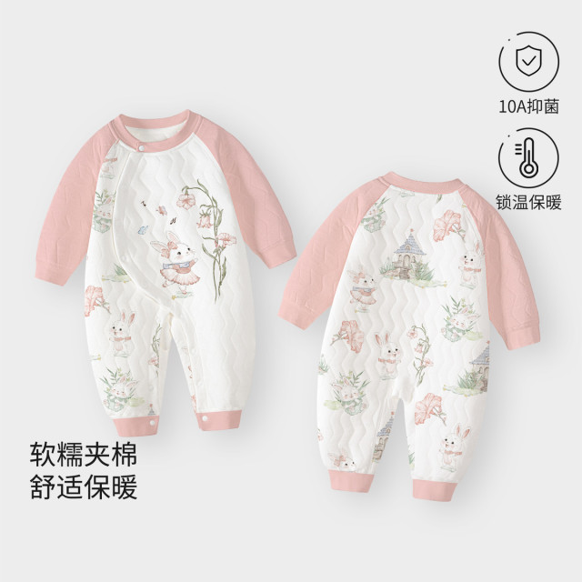13640977.婴儿衣服秋冬新款保暖加厚新生幼儿冬季哈衣初生宝宝连体衣春秋款