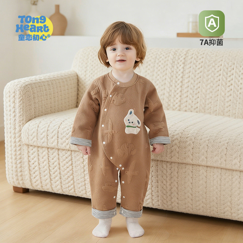 13640888.婴儿连体衣秋款加厚内着宝宝保暖衣服春秋季卡通超萌外出夹棉爬服