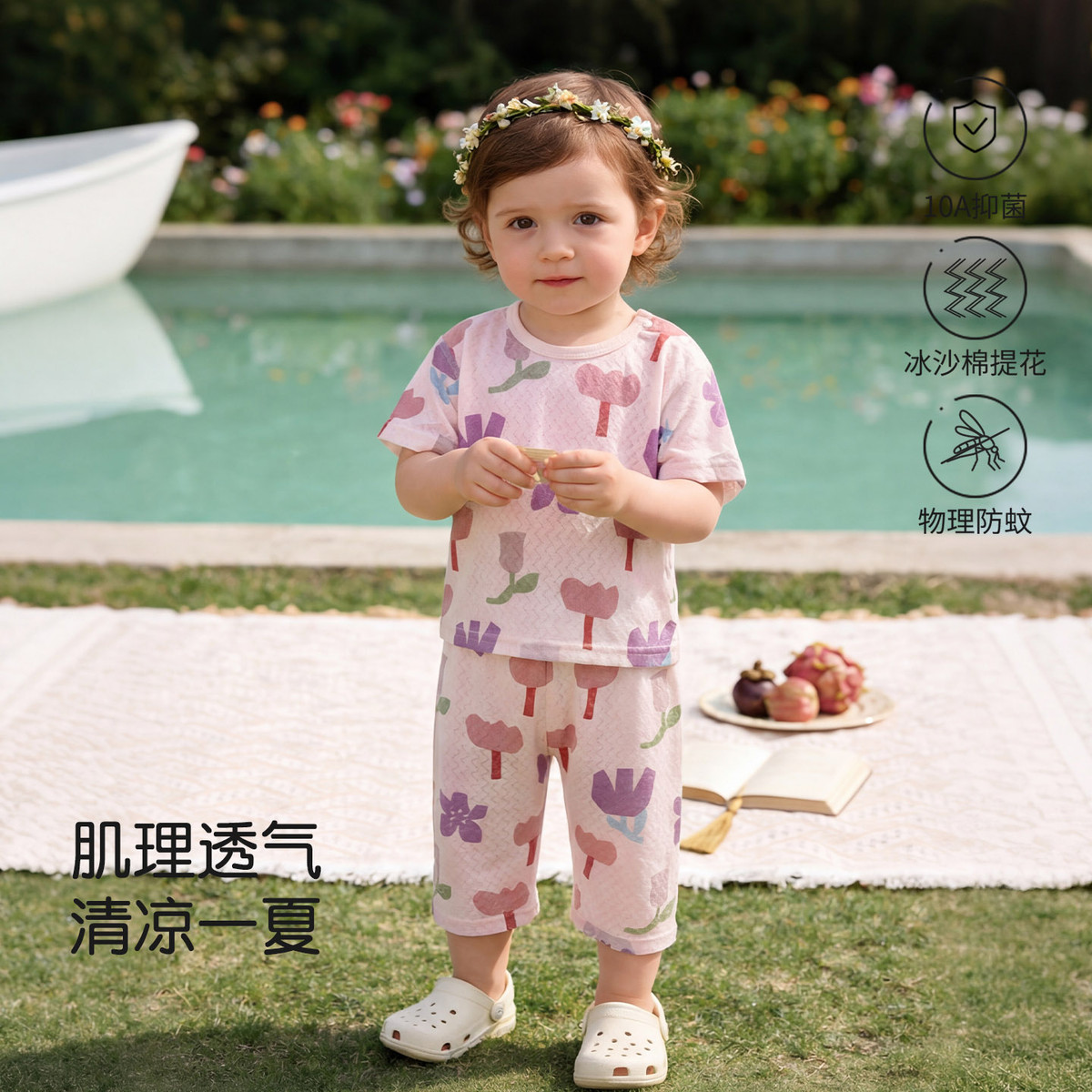 13640747.男女宝宝夏季分体套装儿童短袖七分裤夏装居家两件套