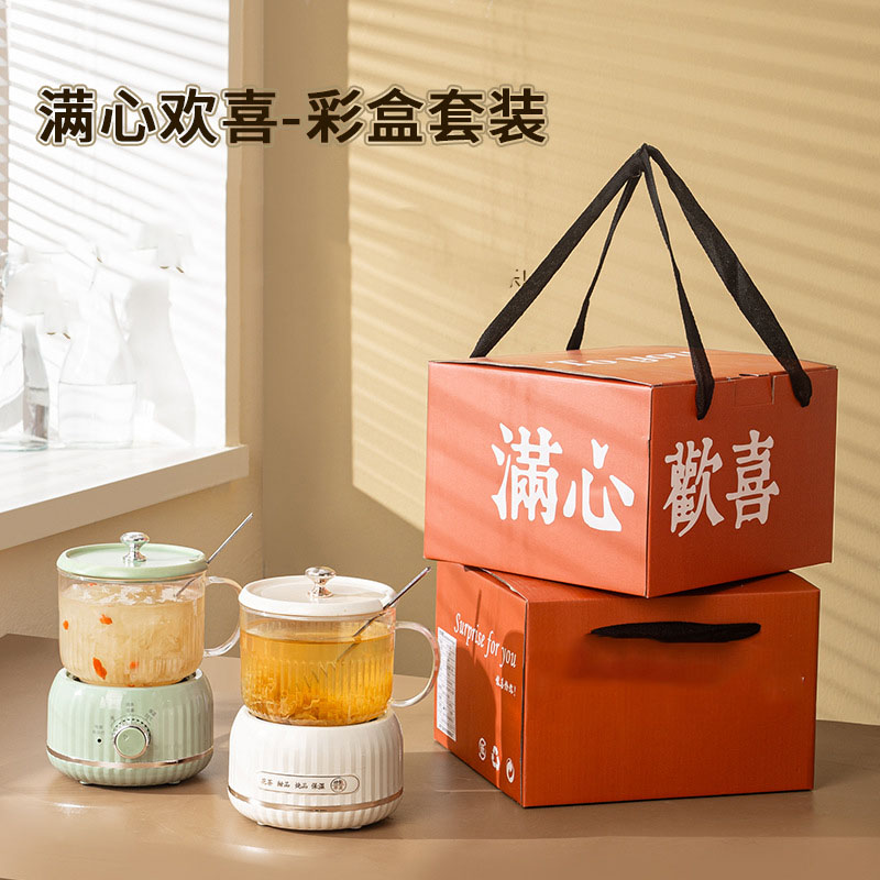 12719866.家用玻璃壶身迷你煮茶壶炖煮一体恒温烧水壶
