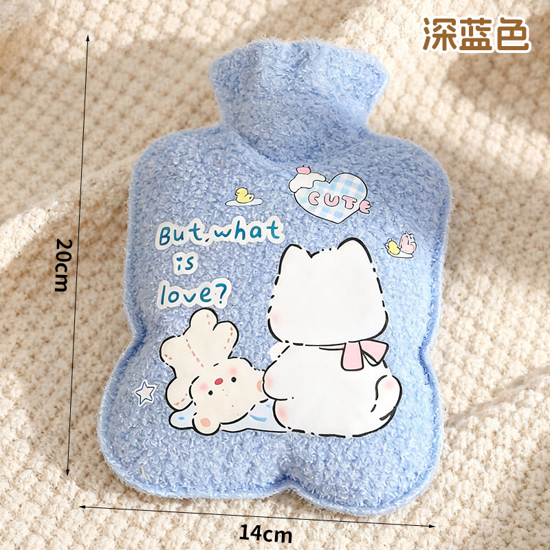 12767142.卡通植绒热水袋随身暖水袋可爱暖手宝注水毛绒注水保暖