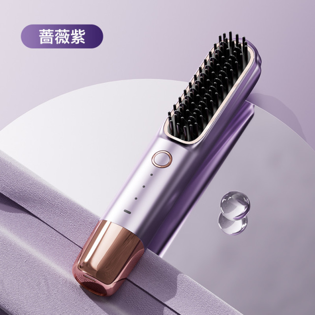 12890233.无线直发梳负离子不伤发便携式家用充电直发器直卷两用直发梳