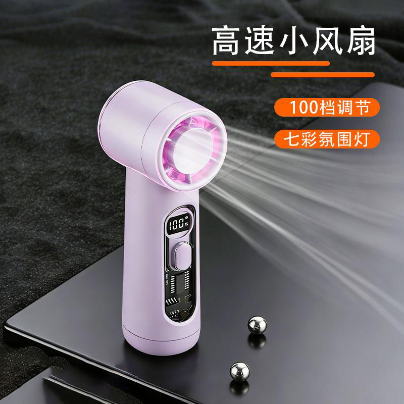 13342931.创意七彩小夜灯手持风扇usb高速迷你小型风扇100档手持小风扇