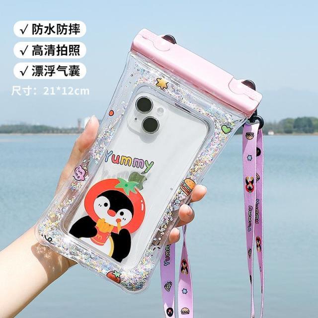 13663385.手机防水袋可触屏游泳气囊密封手机防水套沙滩露营漂流防水手机袋