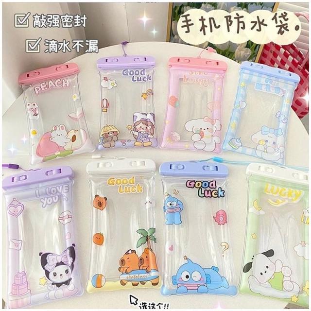 13668523.可爱卡通手机防水袋游泳漂流手机袋子透明气囊可触屏手机保护套