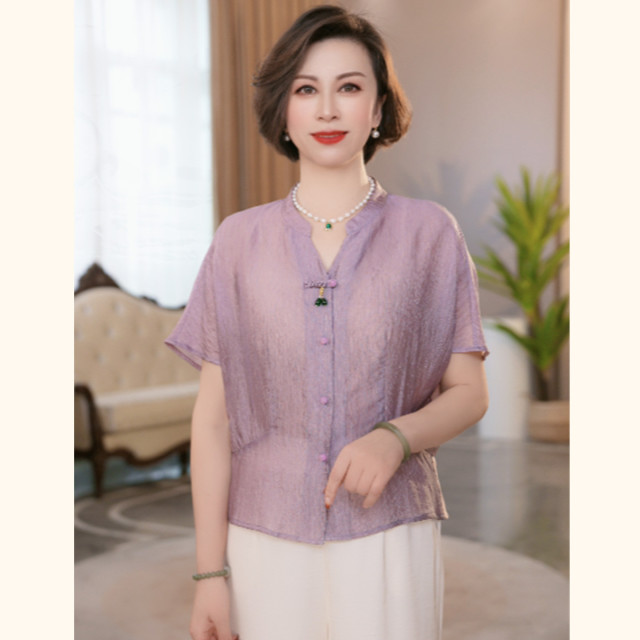 12184749.中年妈妈秋装时尚新款气质中老年女装宽松上衣衬衫