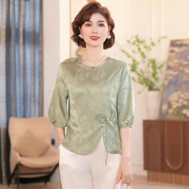 12196282.新款洋气中老年女装中年妈妈国风夏季新中式上衣服
