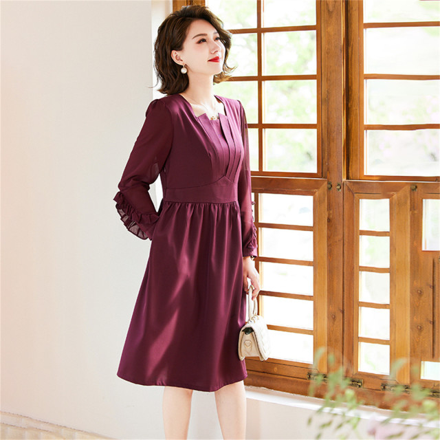 12193804.妈妈夏装连衣裙衣服洋气质中老年人女夏季长袖裙子
