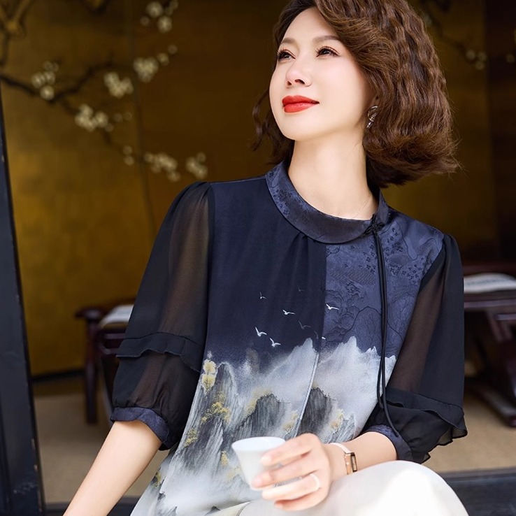 12198334.中年妈妈春夏新中式上衣服套装新款洋气中老年女装