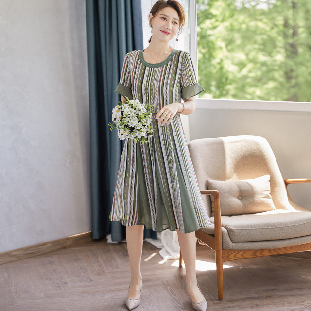 12386517.【时尚气质】妈妈夏装轻薄连衣裙中老年女装夏季休闲过膝裙子