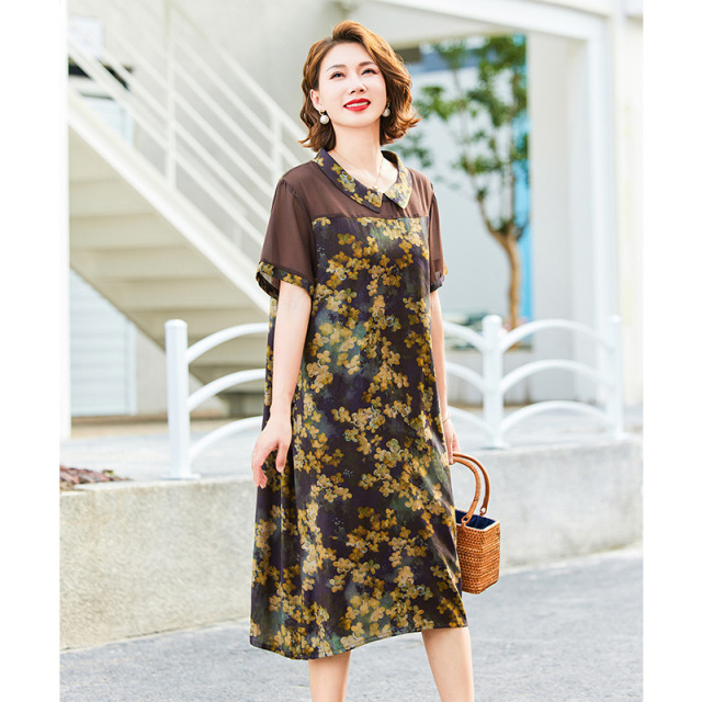 12387243.夏季新款妈妈装春夏超显瘦连衣裙中老年人女装气质裙子薄款
