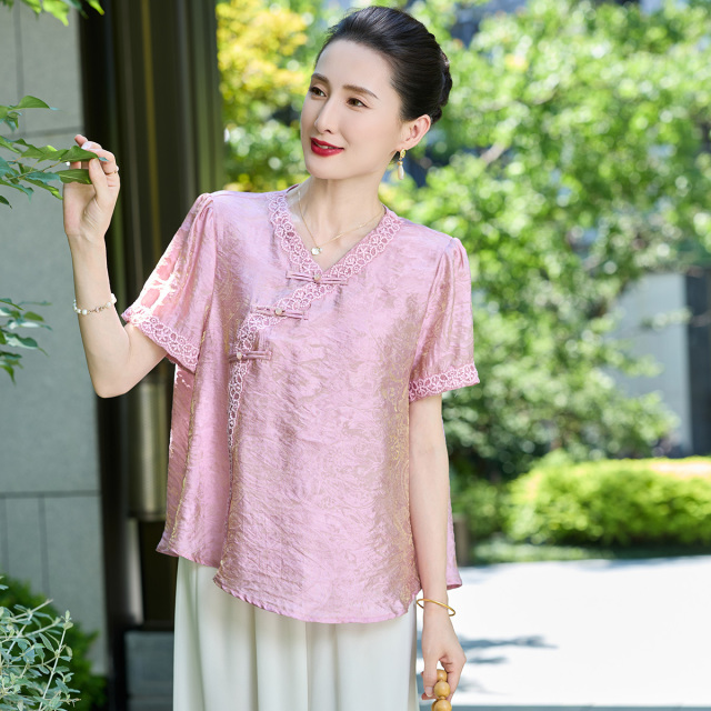 12398918.中年妈妈夏季新中式上衣服新款洋气中老年女装国风上衣