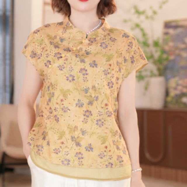 12399032.中年妈妈夏季新中式上衣服新款洋气中老年女装国风上衣