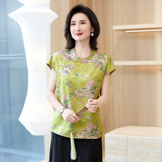 12409319.新款夏季妈妈装薄款时尚气质衬衣女装洋气减龄T恤