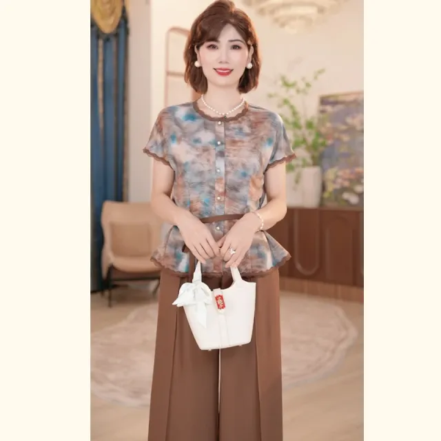 12409312.年轻妈妈夏装短袖T恤小衫新款洋气中老年女装上衣服