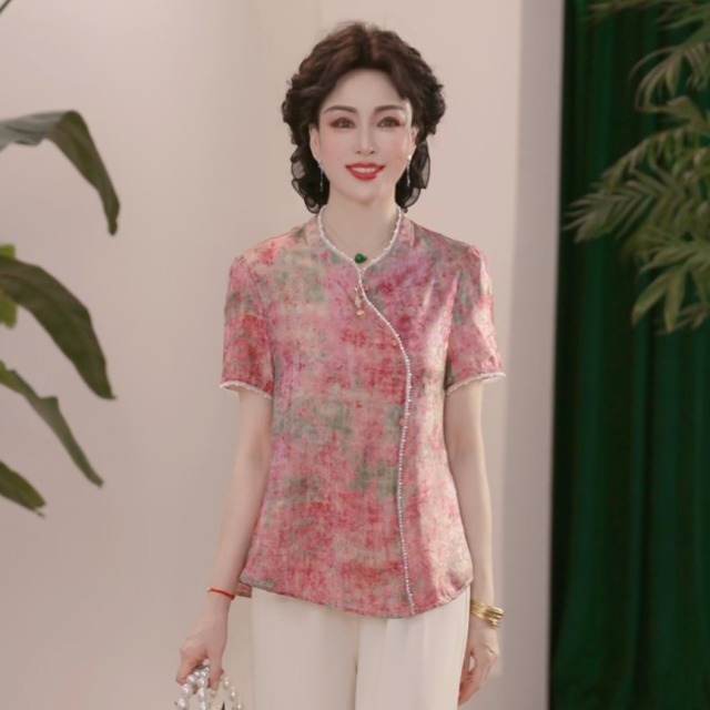 12409286.妈妈装夏装薄款时尚气质中老年女装中年洋气小衫上衣
