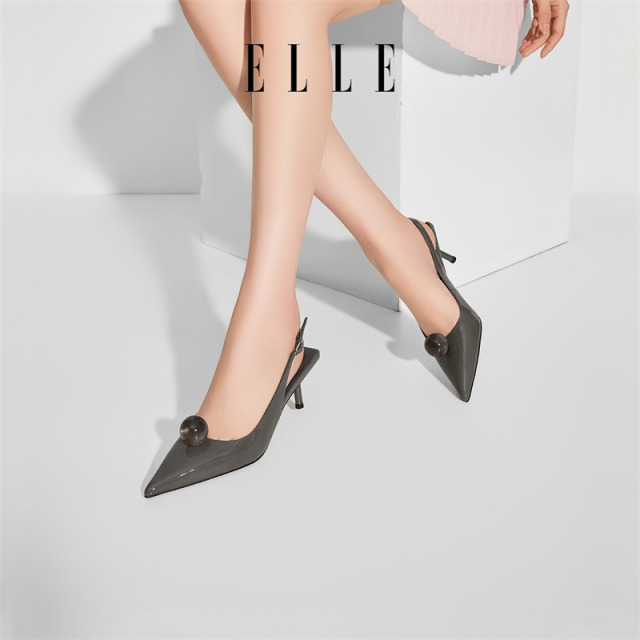 12186374.ELLE绝美包头凉鞋女款2025新款夏季女士外穿时尚高级感细跟高跟鞋