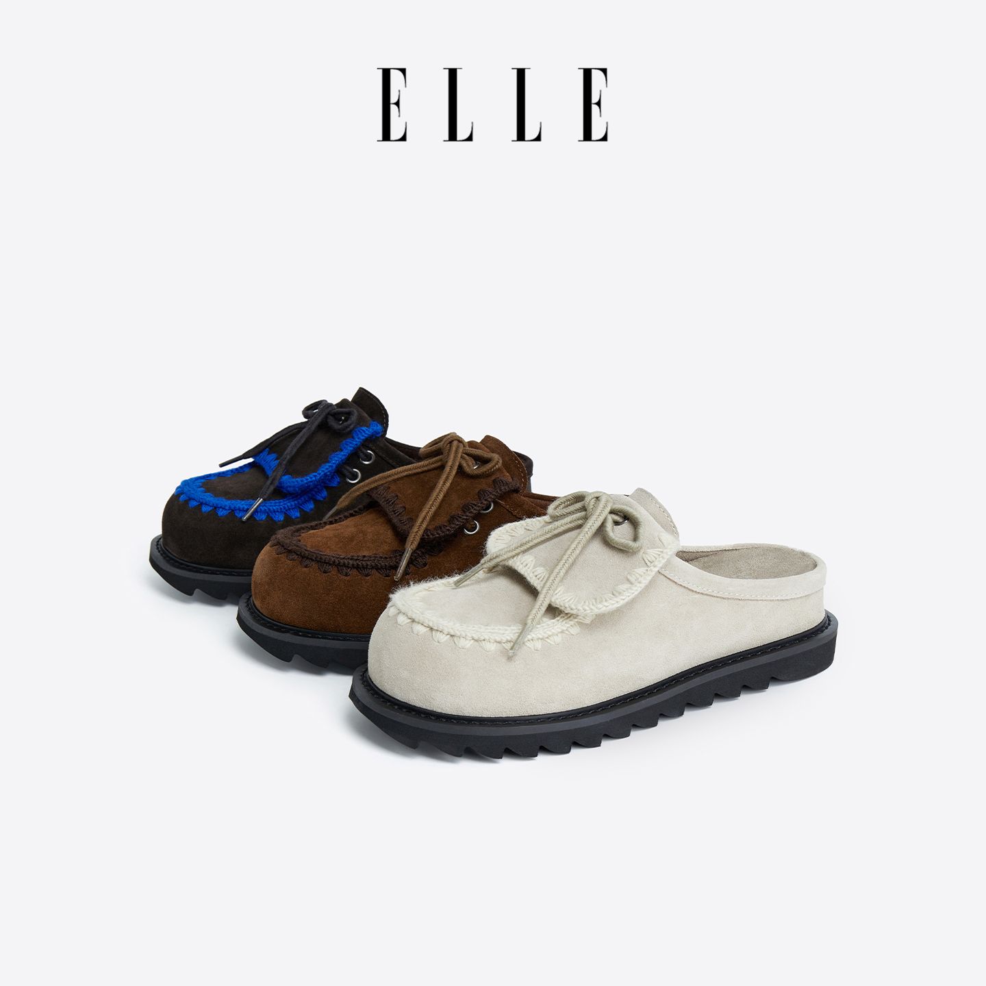 12708428.ELLE厚底圆头舒适时尚博肯拖鞋女2025秋季新款外穿百搭休闲鞋