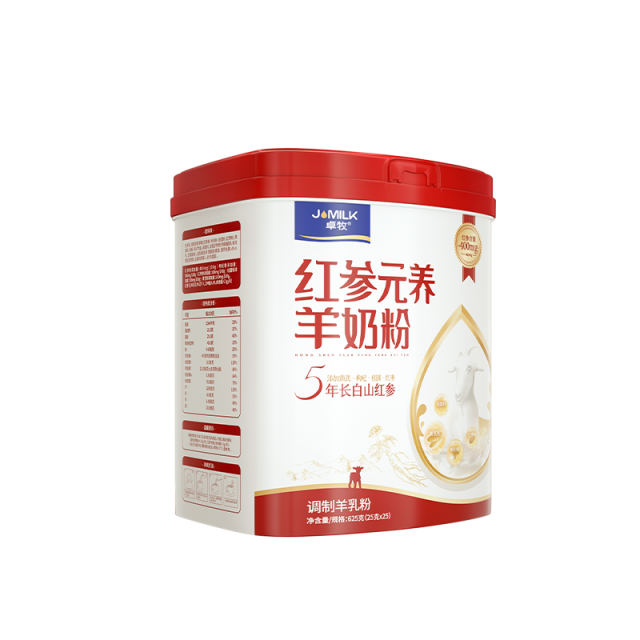 12782499.【1200mg高钙 22g高蛋白】卓牧红参元养女士羊奶粉625g/罐（25g*25条） 400mg红参