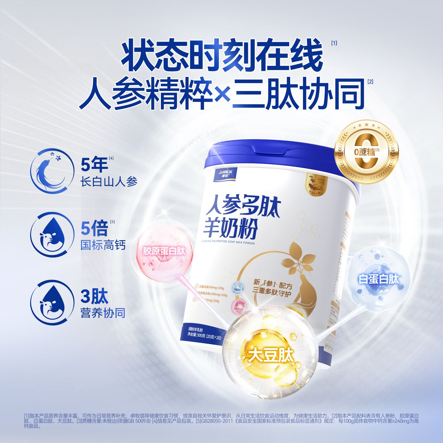 13486529.【限时秒杀】卓牧人参多肽羊奶粉中老年高钙无蔗糖成人羊奶粉