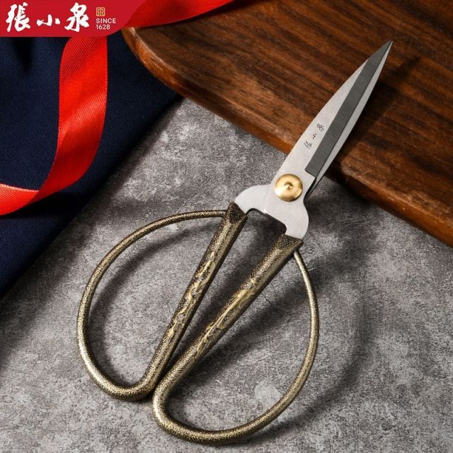 13784714.张小泉合金剪刀家用古铜色剪纸婚礼剪彩厨房剪