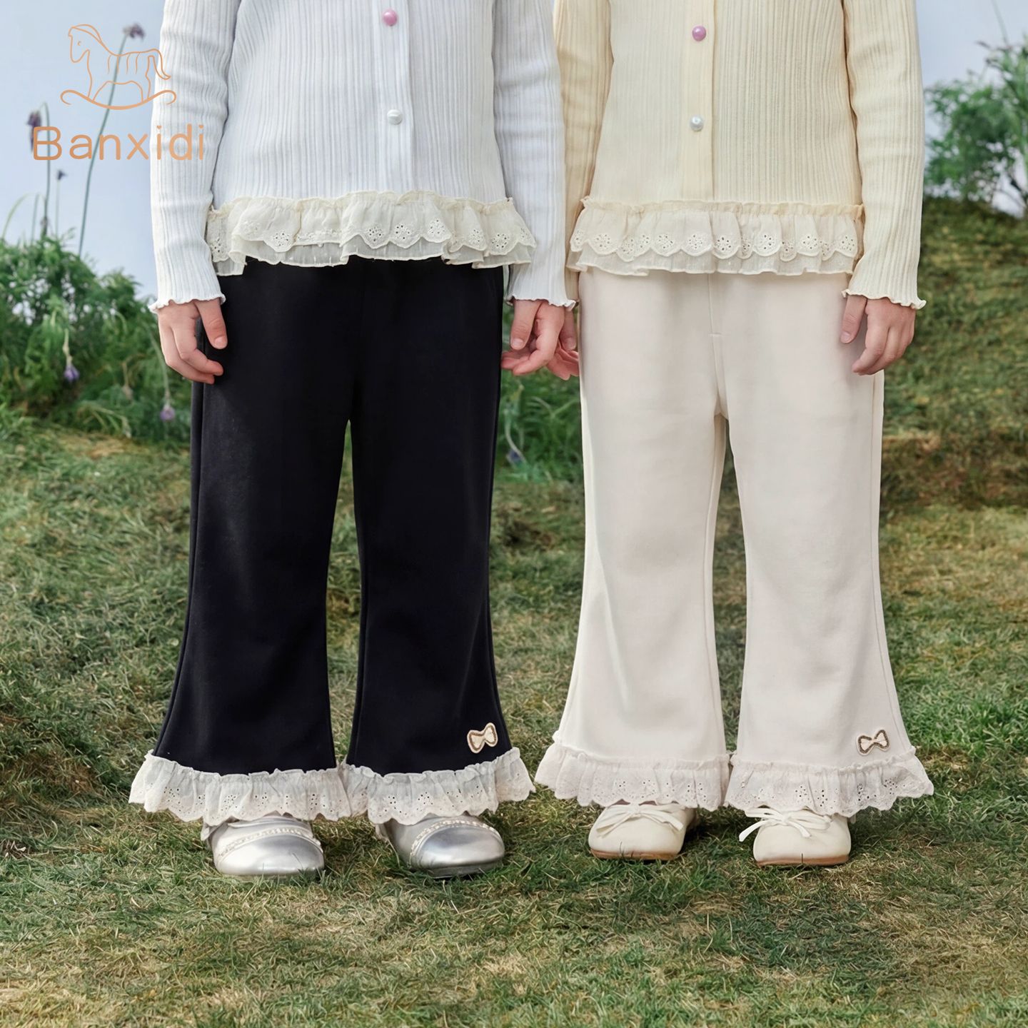 13165001.【10A抗菌】班喜迪女童裤子秋装新款宝宝休闲裤春秋儿童公主喇叭裤春秋季