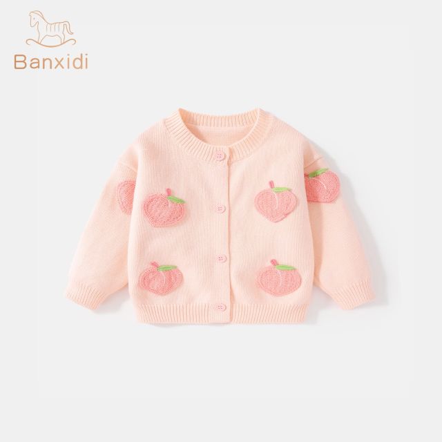 13183340.【可爱桃子】班喜迪女童毛衣秋装儿童洋气针织上衣女宝宝开衫外套春秋季