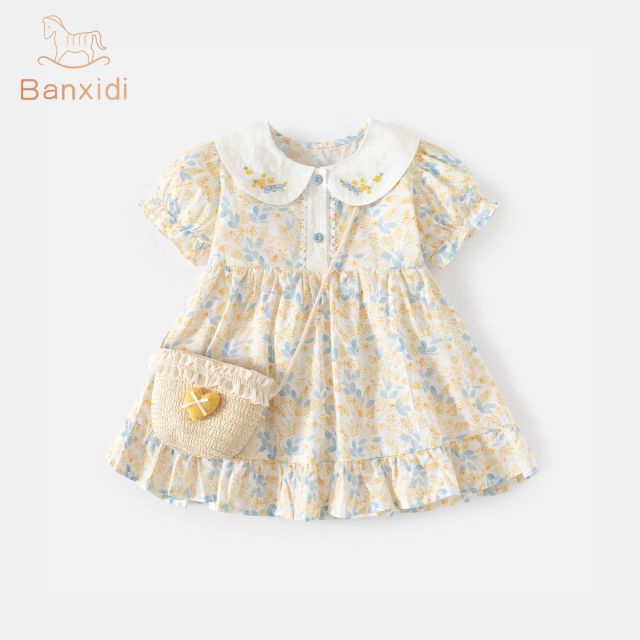 13224577.班喜迪女童连衣裙夏季新款洋气女宝宝公主裙小童碎花裙夏装儿童裙子
