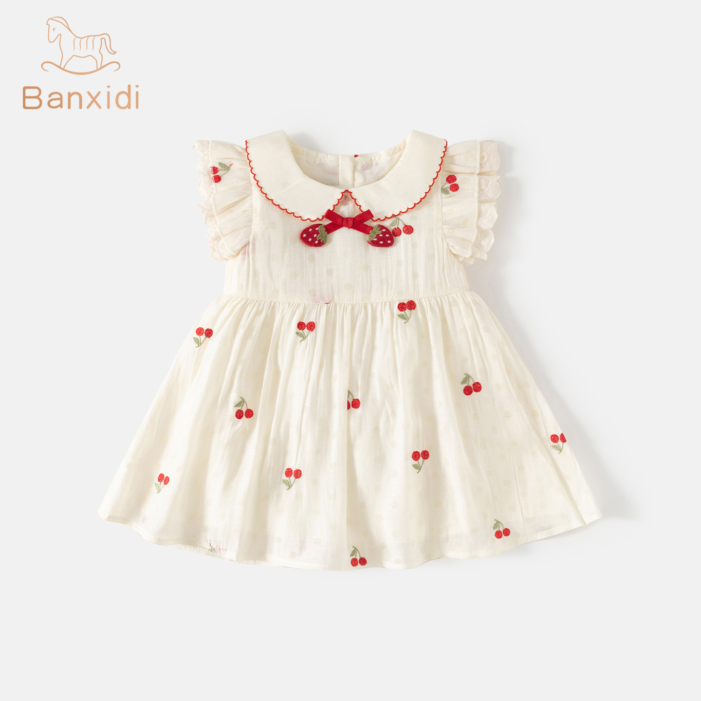 13318076.班喜迪女童连衣裙夏装草莓洋气宝宝公主裙周岁礼服夏季薄款儿童裙子