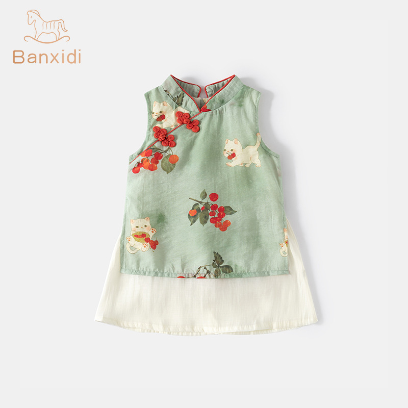13488023.班喜迪汉服女童连衣裙夏季新款宝宝周岁礼服国风婴儿裙子儿童旗袍公主裙