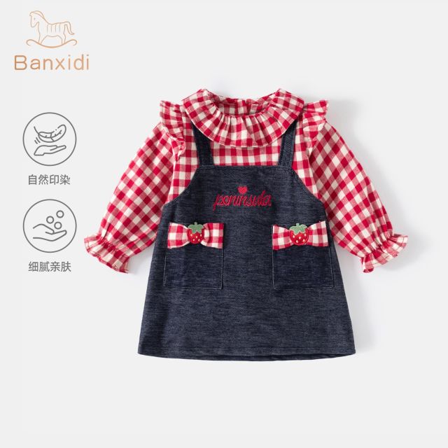 13290874.班喜迪女童连衣裙秋装新款洋气女宝宝公主裙儿童裙子春秋婴儿牛仔背带裙