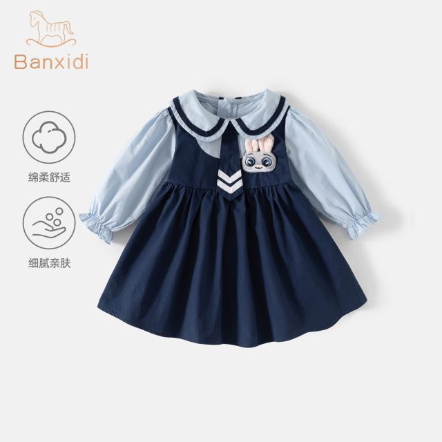 13788456.班喜迪女童连衣裙秋装新款洋气宝宝公主裙周岁礼服春秋季儿童学院风裙子