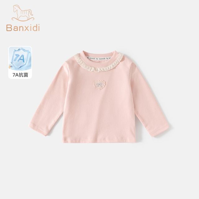 13790181.【7A抑菌】班喜迪女童长袖t恤春装新款洋气儿童公主打底衫春秋上衣