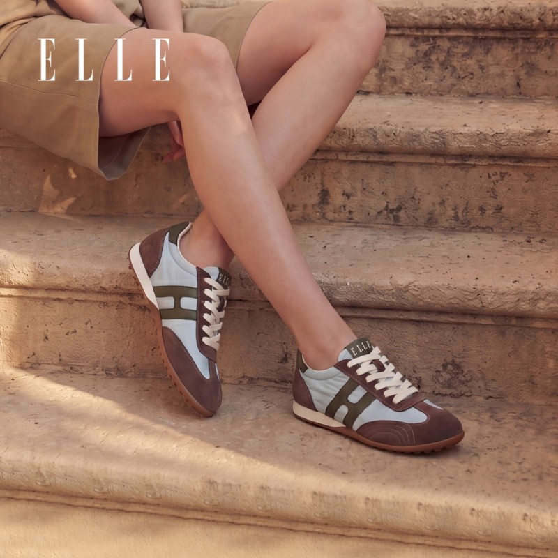 13506149.ELLE女鞋活力一夏●2026超火撞色德训鞋女软底阿甘鞋子休闲运动鞋
