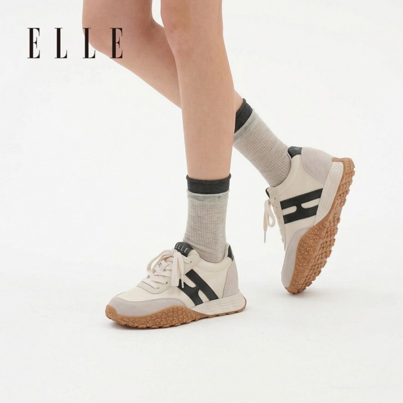 13505555.ELLE舒服不累脚的厚底鞋女款2026新款夏季内增高德训鞋百搭休闲鞋