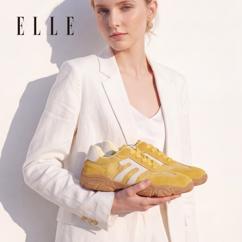 13505525.ELLE网面透气德训鞋女款新款夏季2026超火阿甘鞋巨好看的百搭鞋子