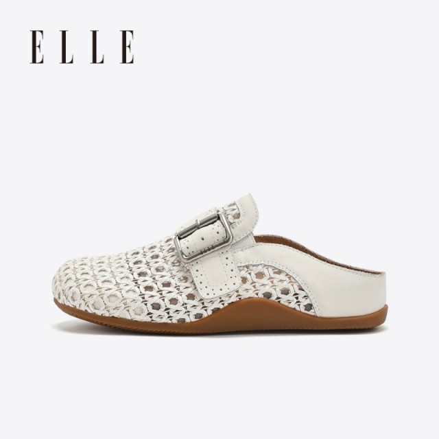 13505886.ELLE女鞋夏日开场厚底编织勃肯包头半拖鞋女外穿休闲凉拖夏季新款