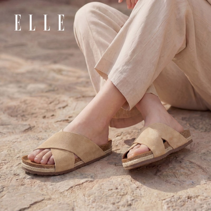 13505866.ELLE女鞋一秒入夏2026夏季新款厚底一字海边拖鞋女外穿勃肯凉拖鞋