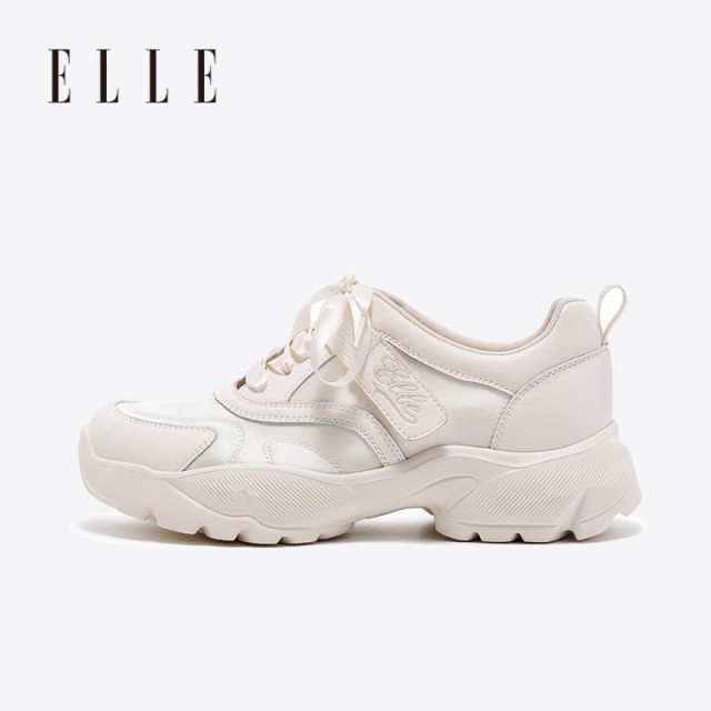 13505789.ELLE魔术贴小白鞋女款2026新款夏季小个子不累脚增高鞋老爹鞋