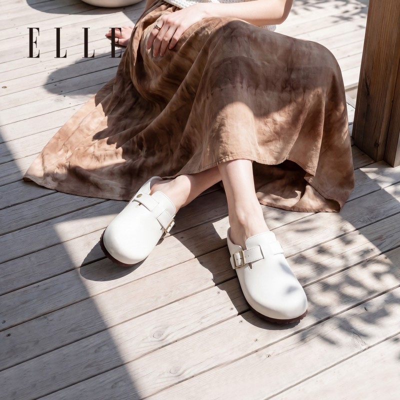 13506017.ELLE女鞋仲夏日记●厚底勃肯鞋半拖女夏季休闲外穿凉拖鞋气质百搭