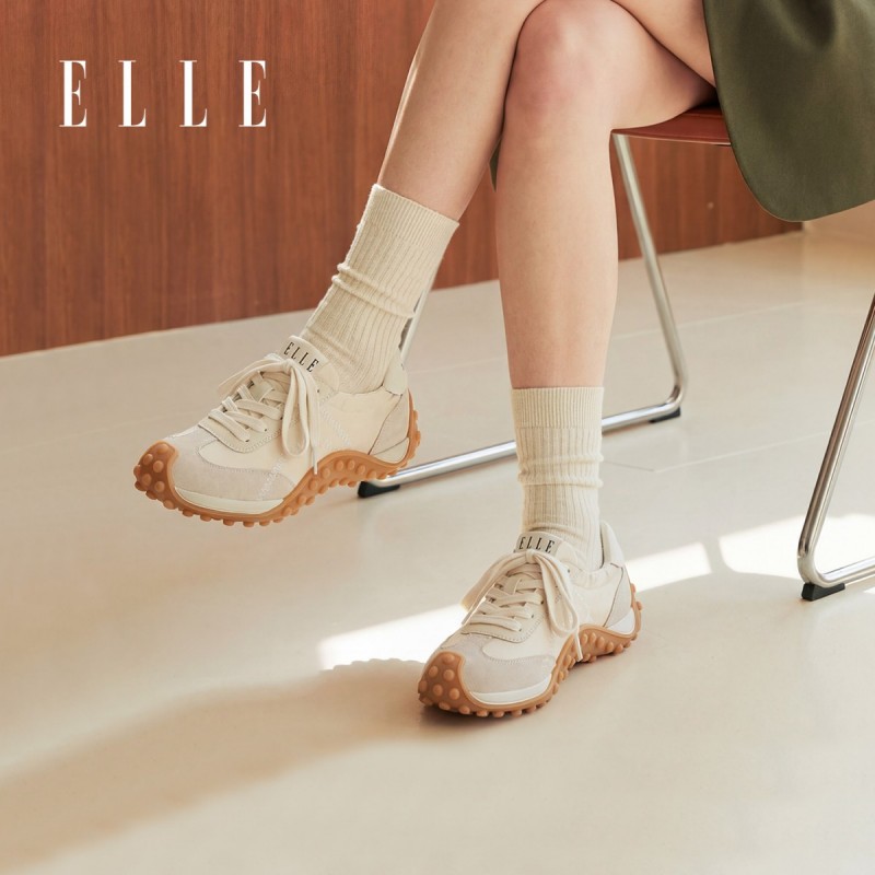 13505706.ELLE薄款舒适软底德训鞋女款2026新款夏季巨好看的厚底鞋百搭鞋子