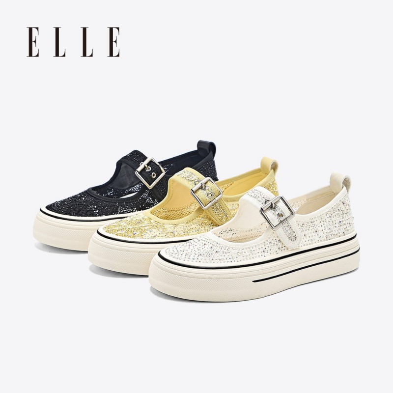 13506013.ELLE女鞋呼吸感·网面玛丽珍单鞋2026新款夏季透气网鞋厚底小白鞋