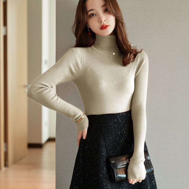 13027860.【含羊毛】秋季弹力柔软亲肤打底针织衫毛衣女秋