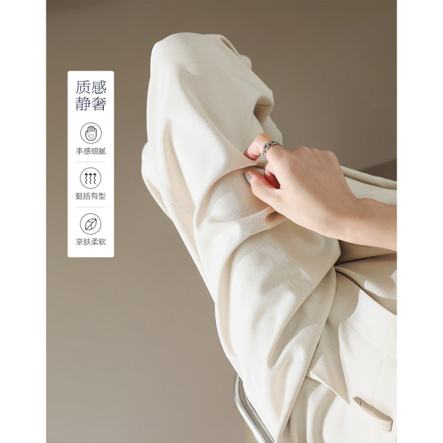 12326577.【慢人生活】夏季气质连腰褶裥九分裤直筒藏肉斜插好搭女式休闲裤