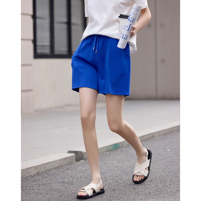 13596465.【抽绳短裤】夏款松紧腰裤中缝装饰休闲短裤女