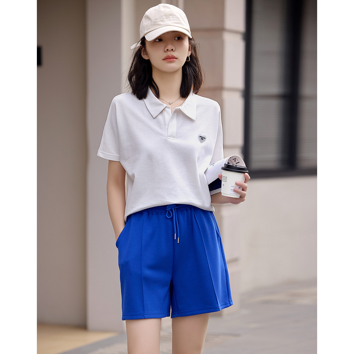 13596465.【抽绳短裤】夏款松紧腰裤中缝装饰休闲短裤女