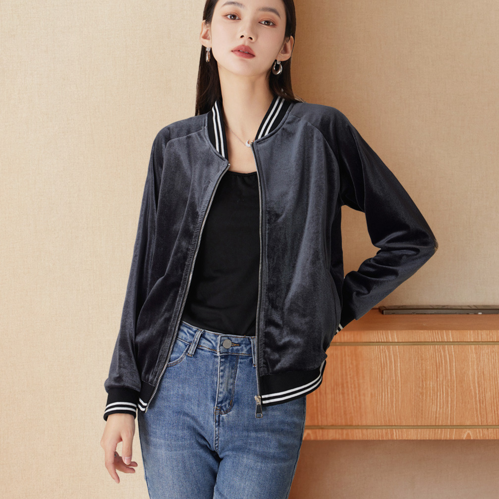 13730682.瑞品集团mt秋款休闲丝绒防风保暖百搭夹克外套棒球服女外套
