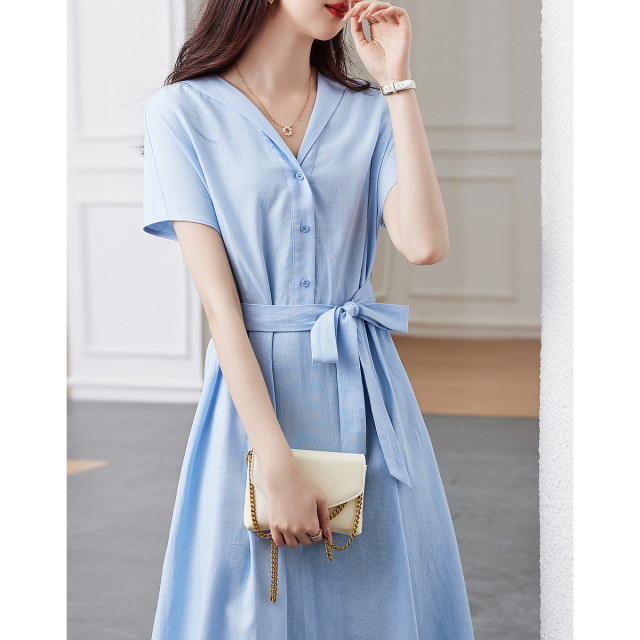 8859521.德玛纳简约休闲气质连衣裙女中长款