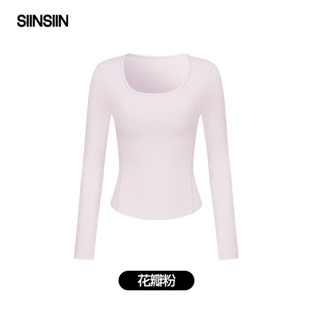12623934.SIINSIIN保暖长袖bra-in女士带胸垫秋衣新款玻尿酸打底衫秋冬内搭肌底衣