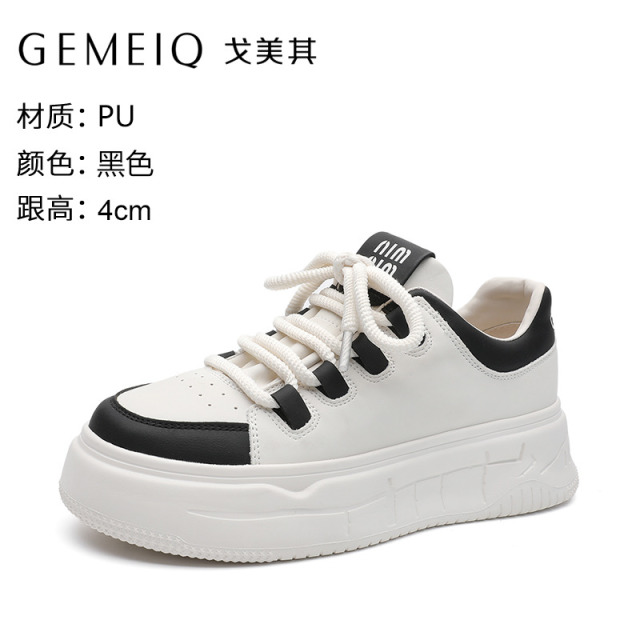 12649270.戈美其春季小白鞋新款时尚女鞋运动休闲鞋厚底百搭增高舒适单鞋子